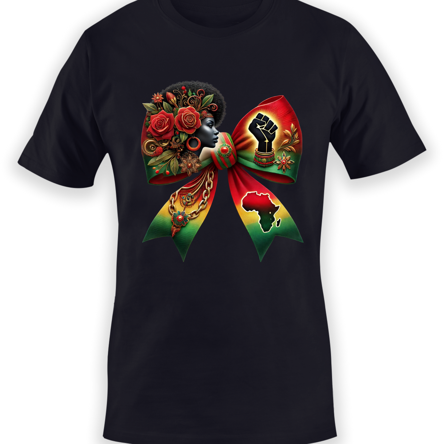 Black HISTORY Themed Bow design T-shirt UNISEX