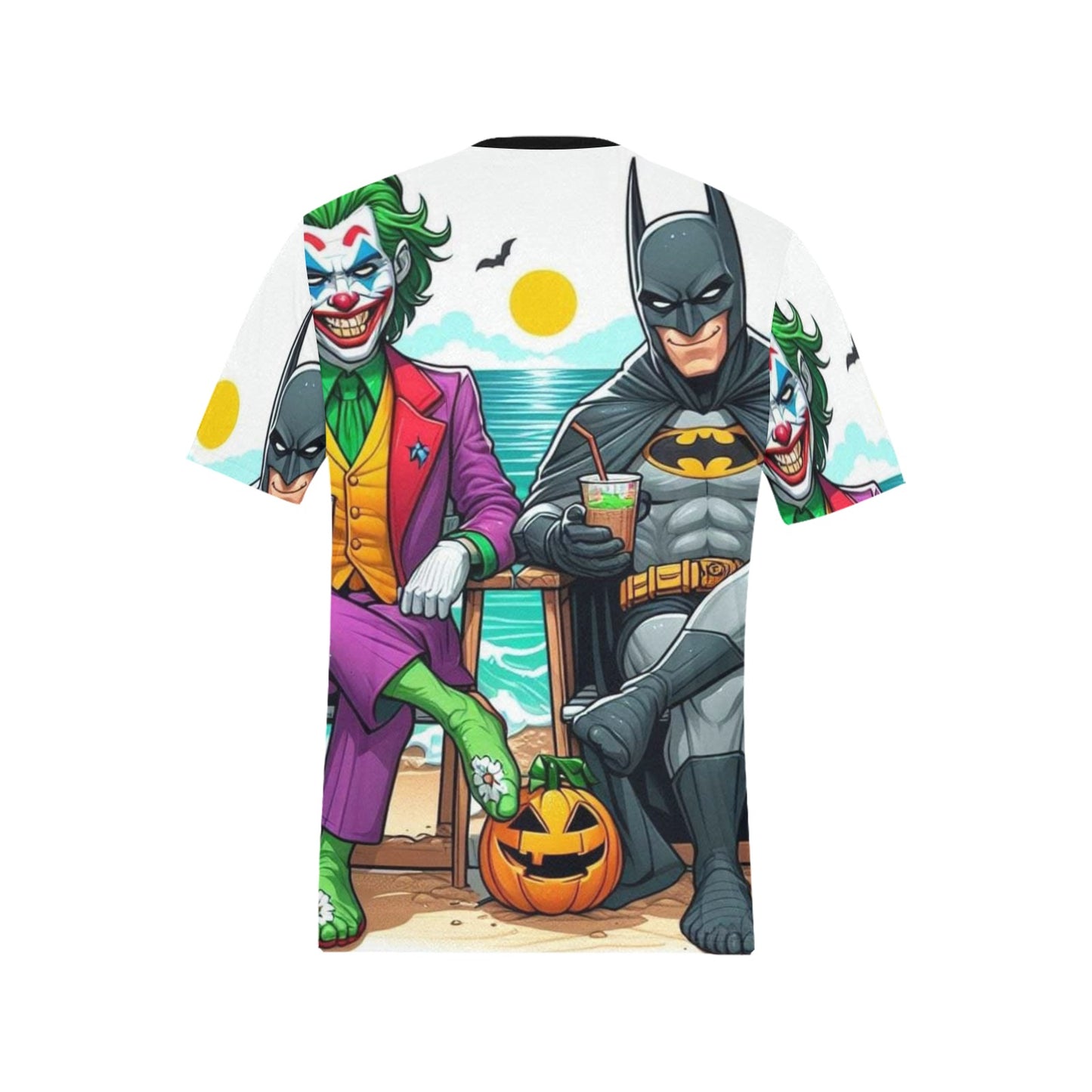 Joker/Bat Men's All Over Print T-Shirt (Solid Color Neck) (Model T63)