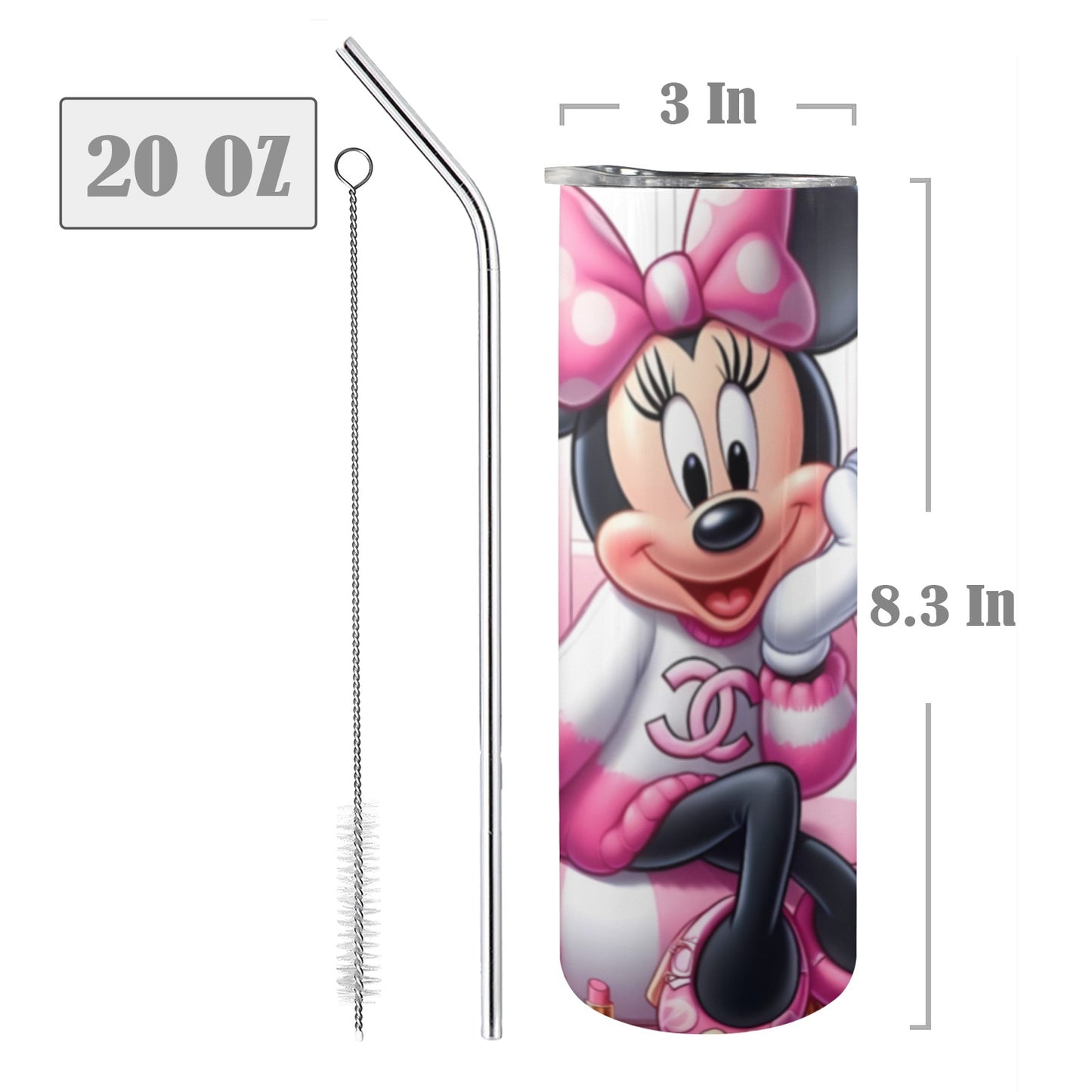 Minnie Fashion 20oz Tall Skinny Tumbler with Lid and Straw