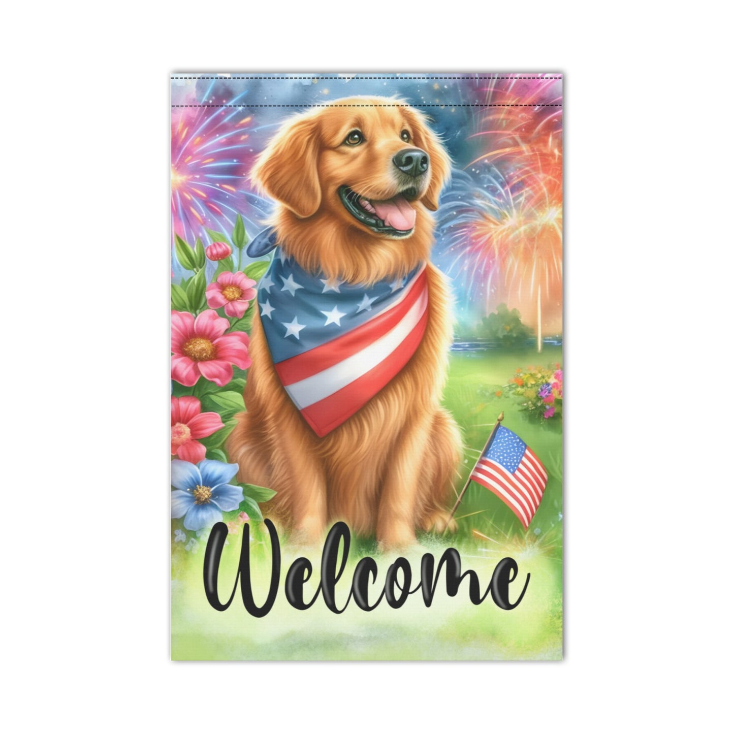 Patriotic Dog Garden Flag 12''x18'' (Two Sides Printing)