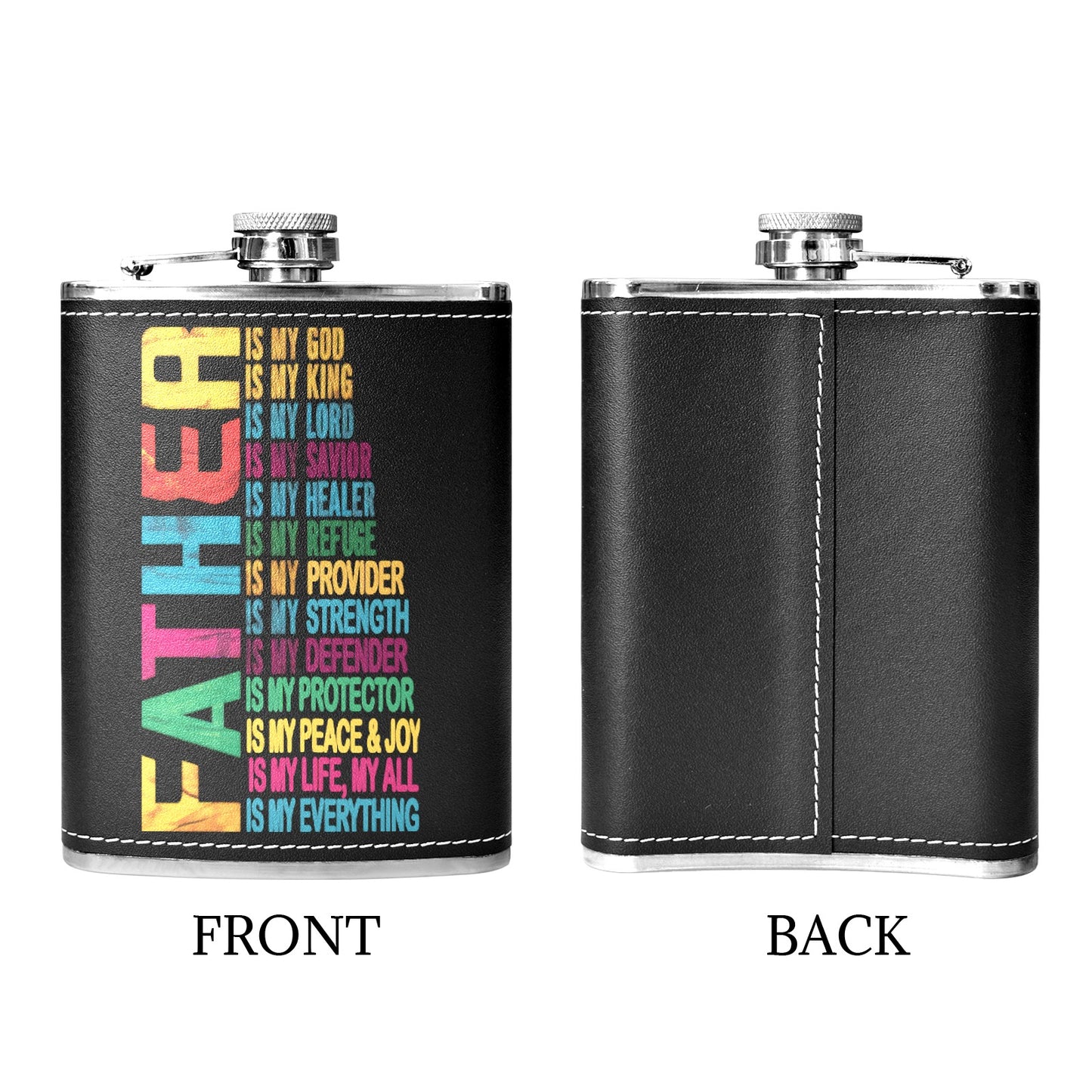 Father 8oz Black Leather Hip Flask