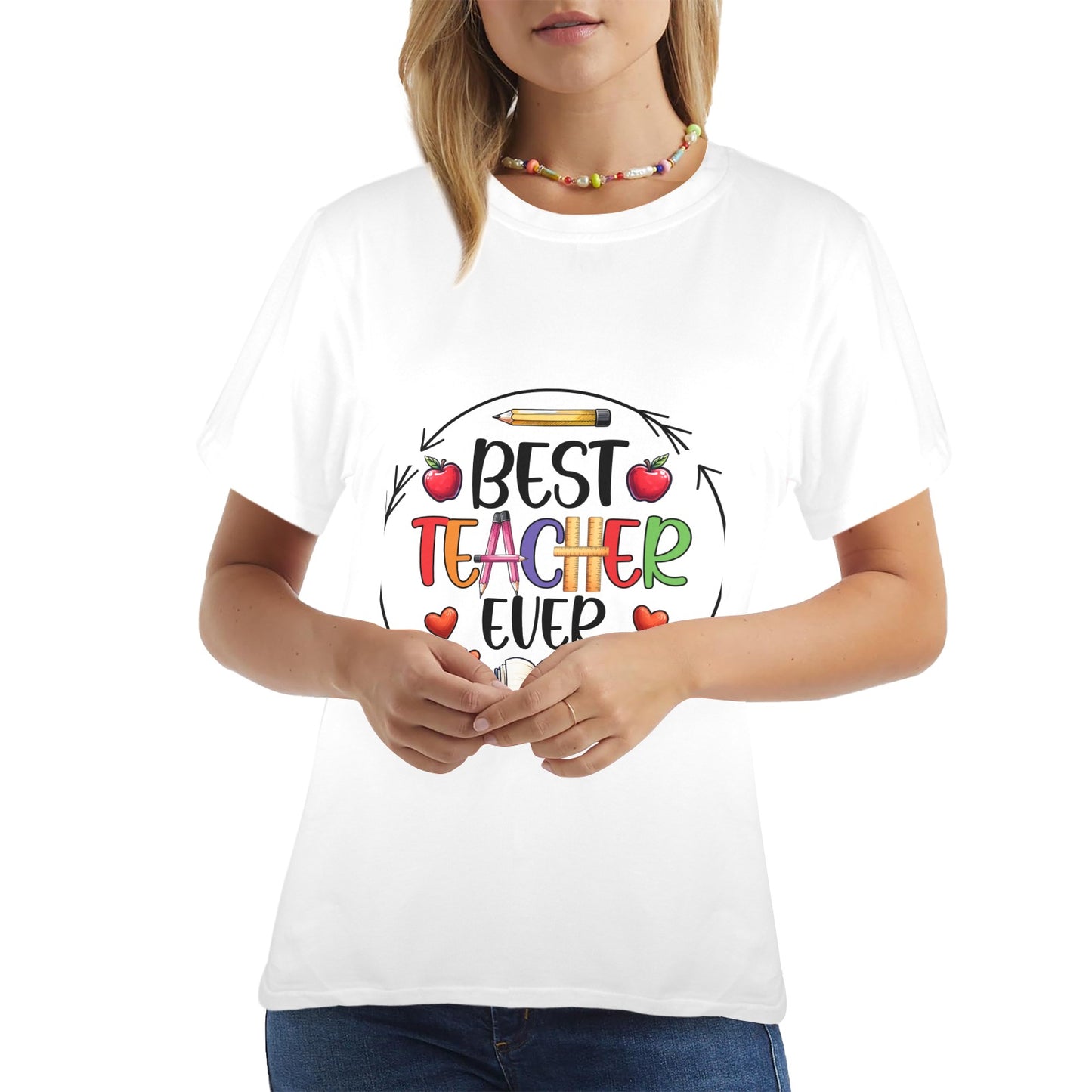 Best Teacher Ever Women's T-Shirt in USA Size (Front Printing) (Model T78)