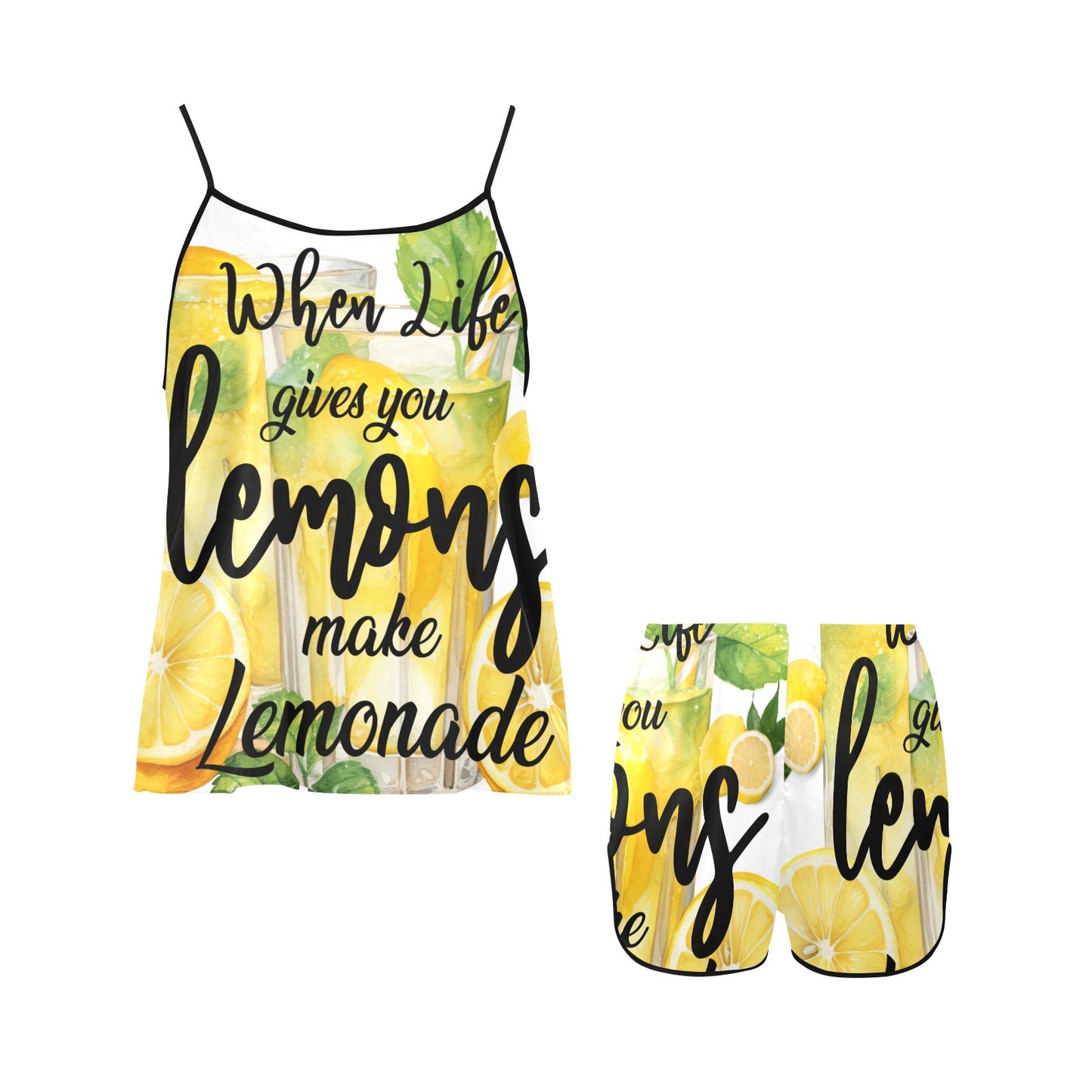 Lemons Women's Spaghetti Strap Short Pajama Set