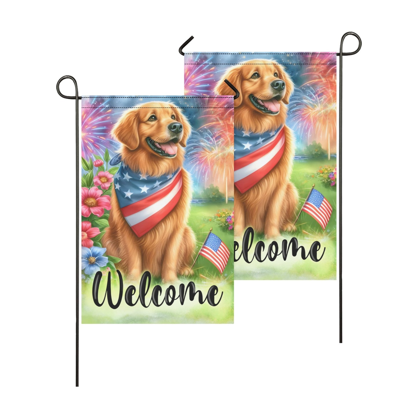 Patriotic Dog Garden Flag 12''x18'' (Two Sides Printing)