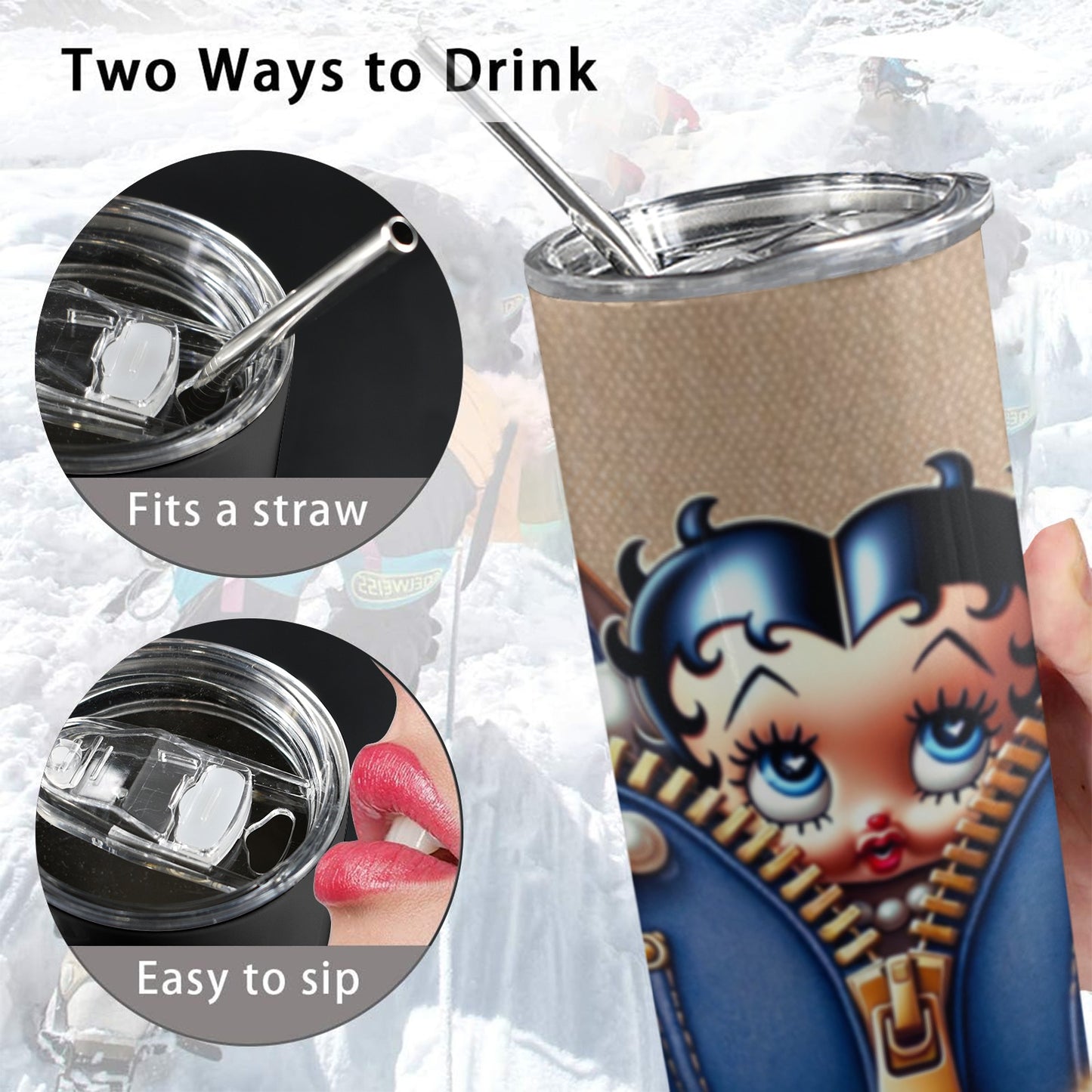 Betty Boop Custom Design 20oz Tall Skinny Tumbler with Lid and Straw