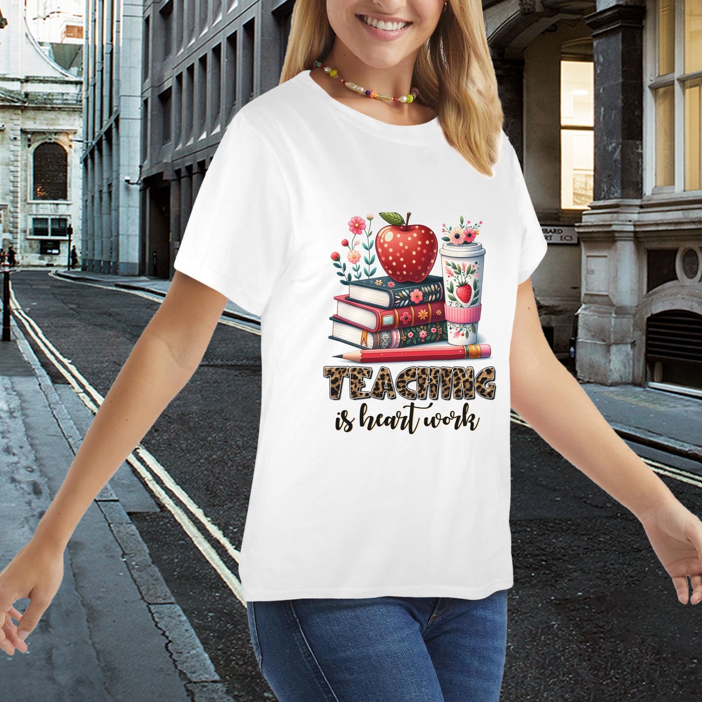 Teaching Is Heart Work Women's T-Shirt in USA Size (Front Printing) (Model T78)