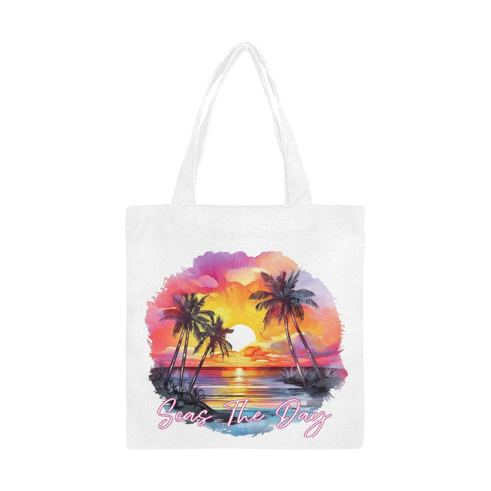 Seas The Day Canvas Tote Bag/Small