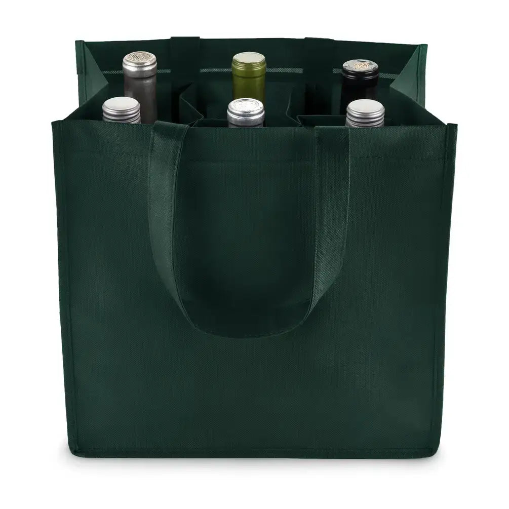 Reusable 6-Bottle Non-Woven Fabric Wine Tote- ASST COLORS