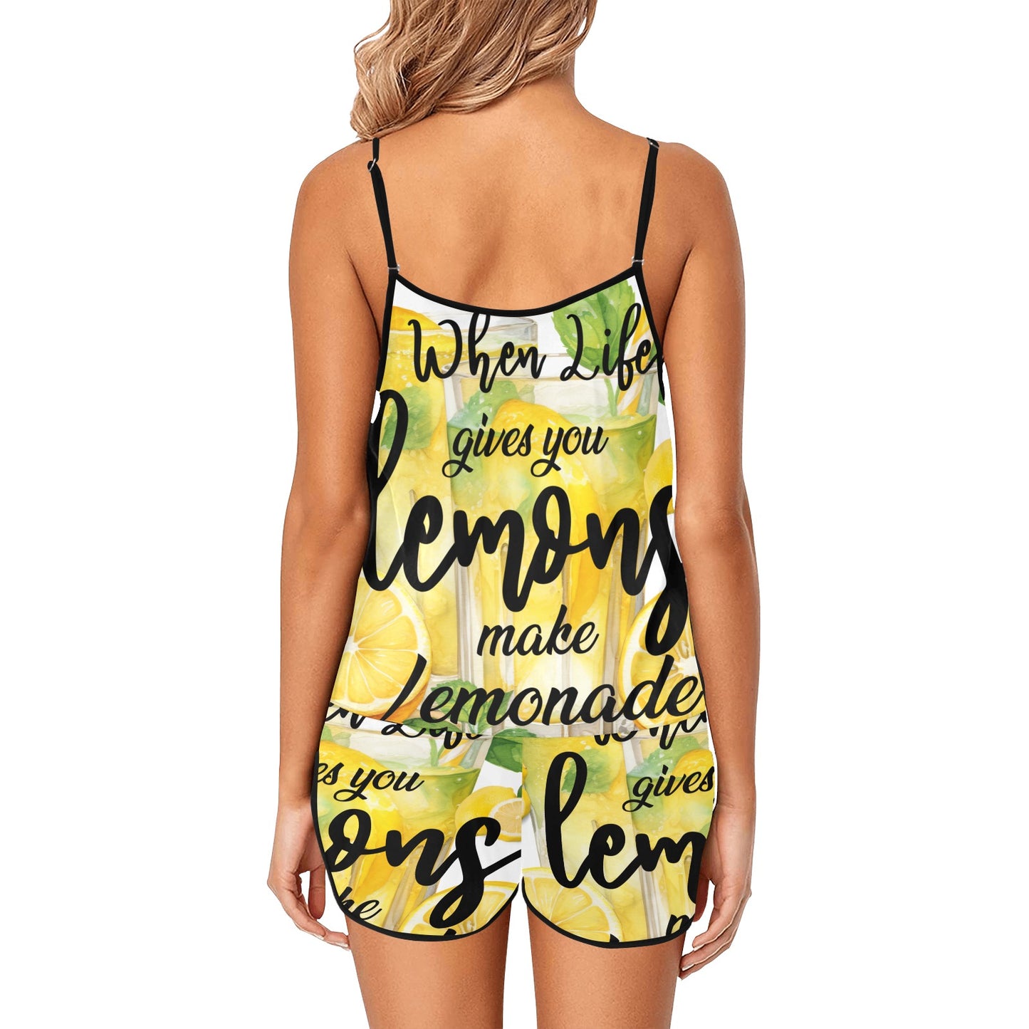 Lemons Women's Spaghetti Strap Short Pajama Set