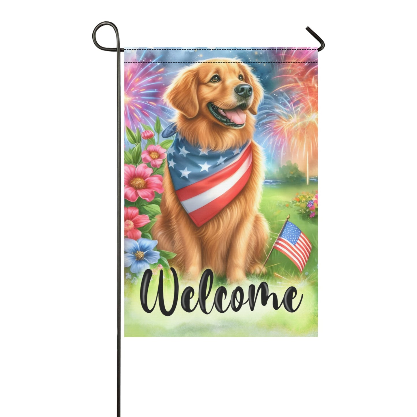 Patriotic Dog Garden Flag 12''x18'' (Two Sides Printing)