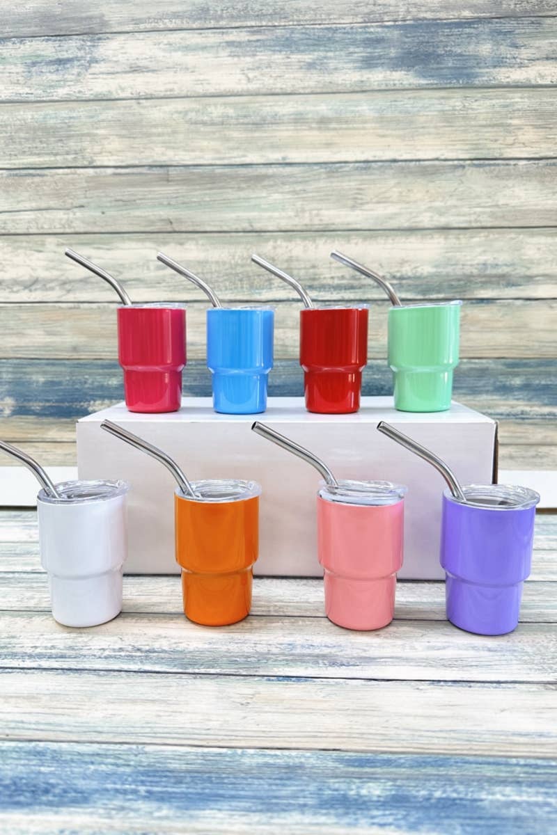 3OZ MINI TUMBLER SHOT GLASS WITH STRAW