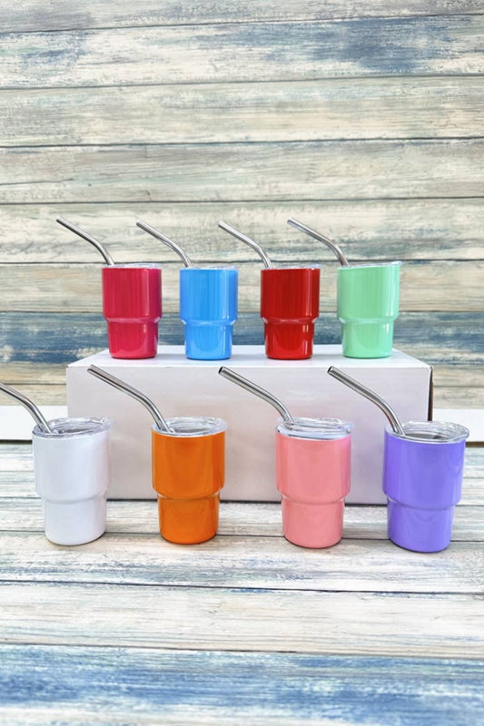 3OZ MINI TUMBLER SHOT GLASS WITH STRAW