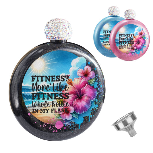 Fitness 5oz Round Hip Flask (One-Sided Printing)