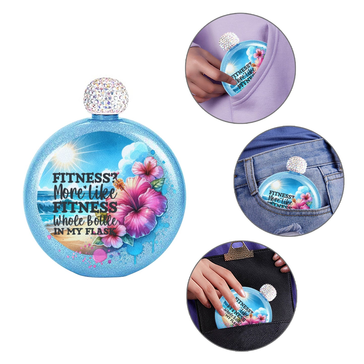 Fitness 5oz Round Hip Flask (One-Sided Printing)