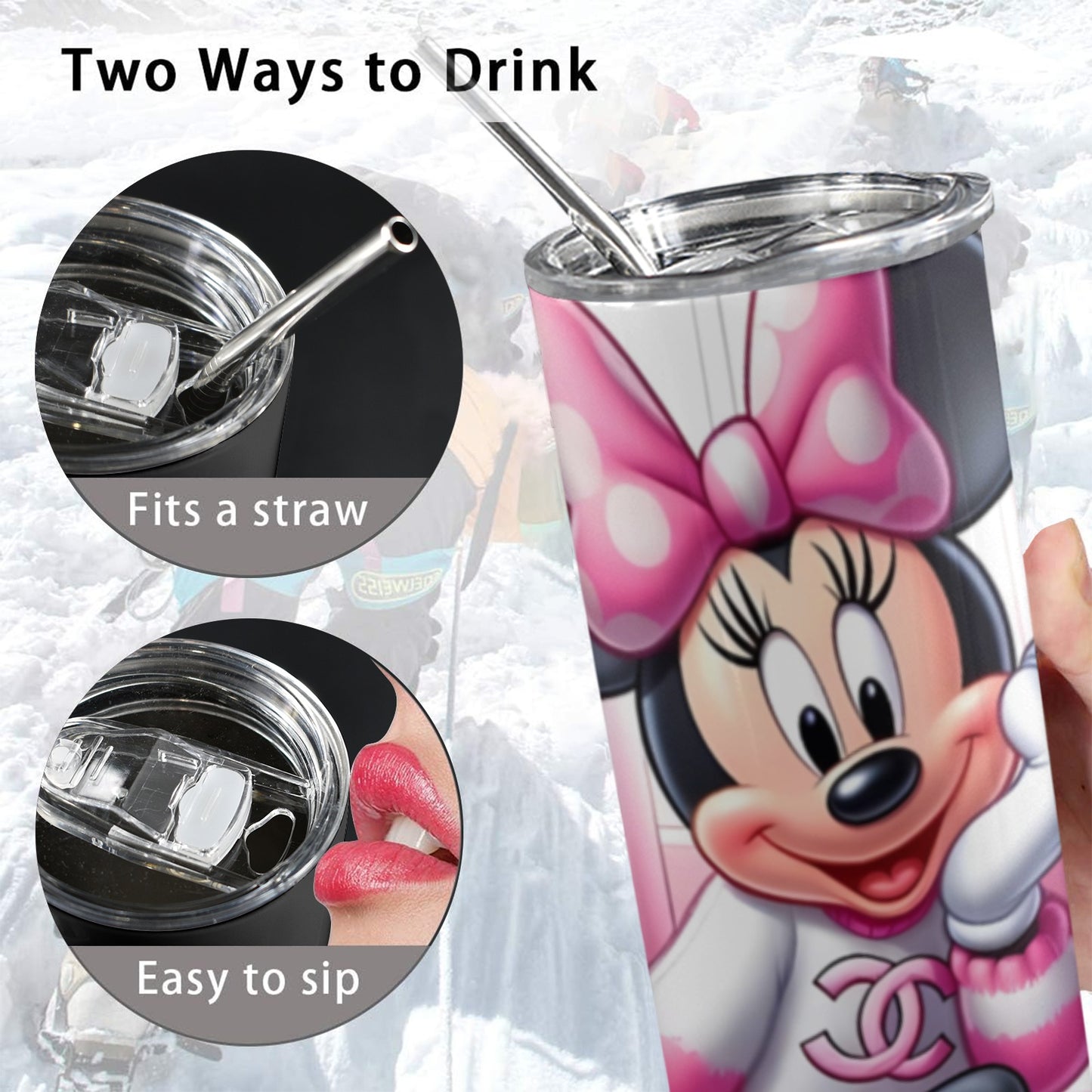 Minnie Fashion 20oz Tall Skinny Tumbler with Lid and Straw