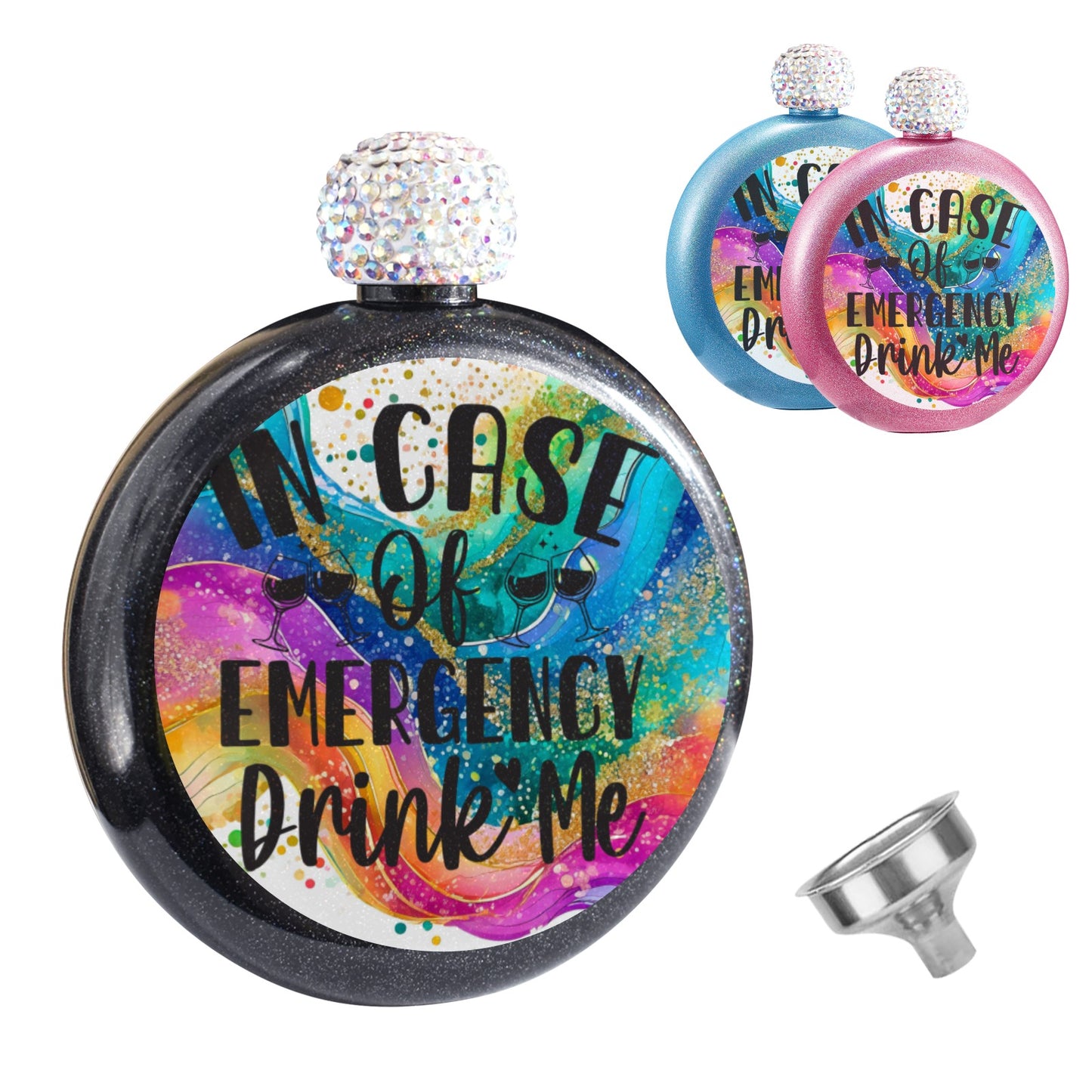 In Case 5oz Round Hip Flask (One-Sided Printing)