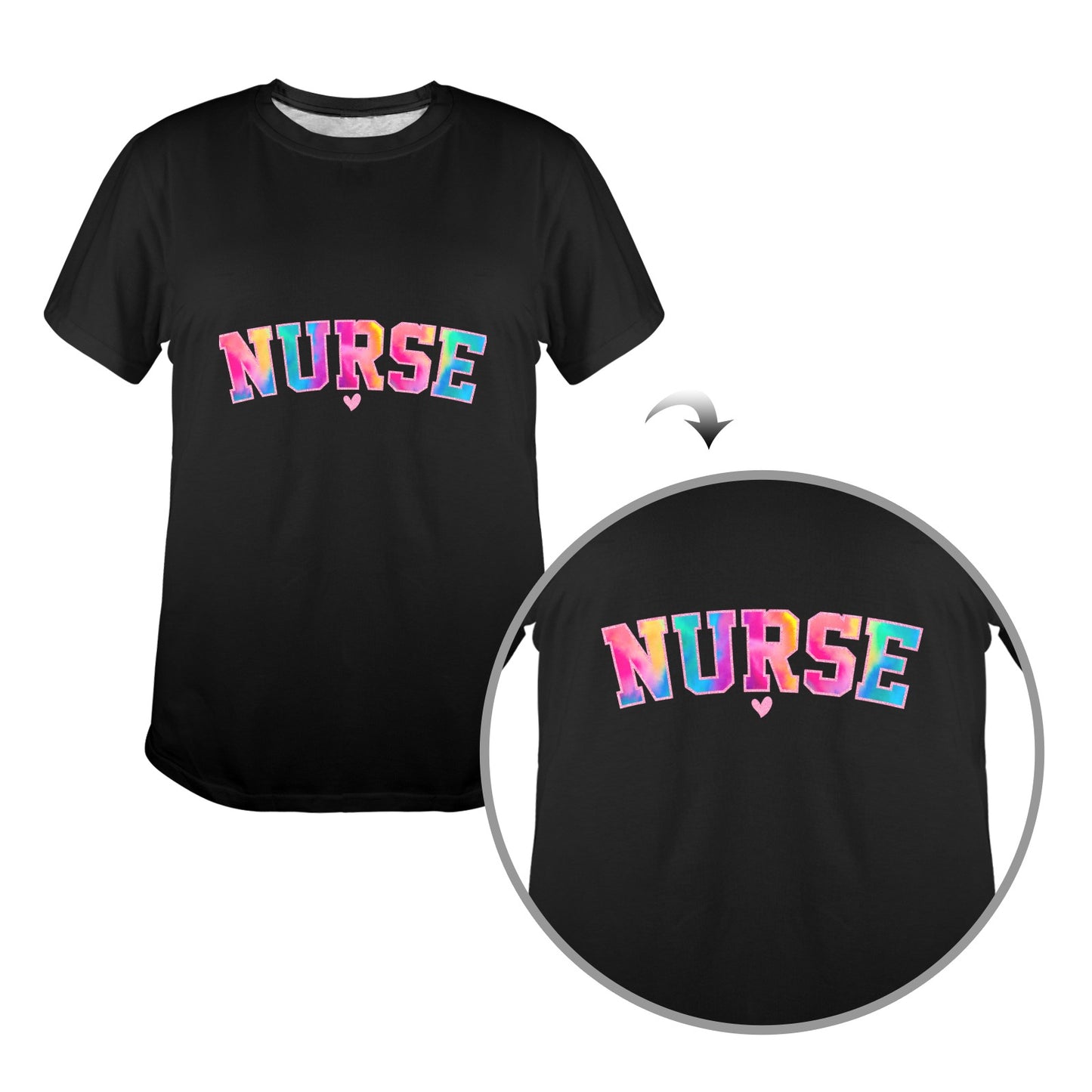 Colorful "NURSE" Women's T-Shirt