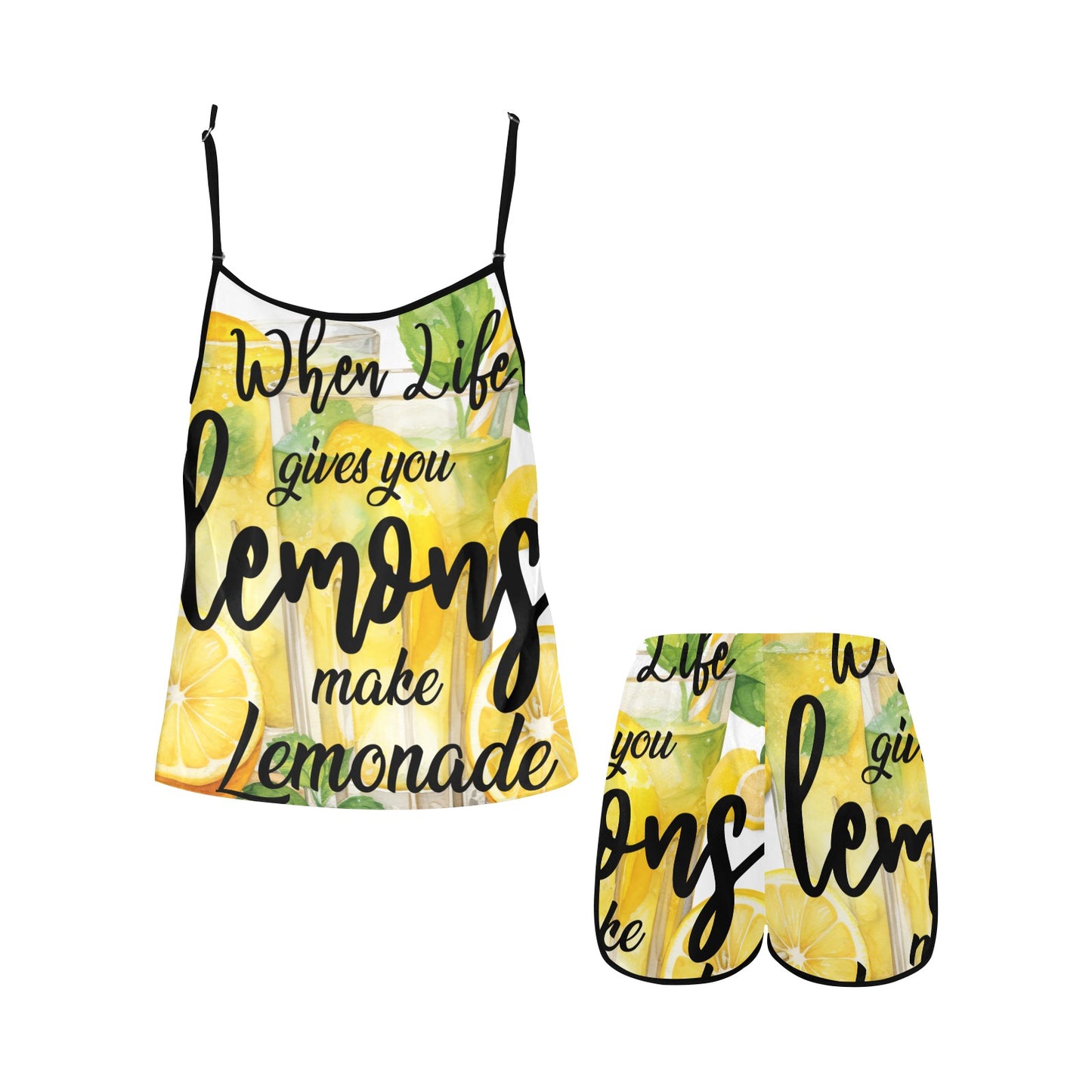 Lemons Women's Spaghetti Strap Short Pajama Set