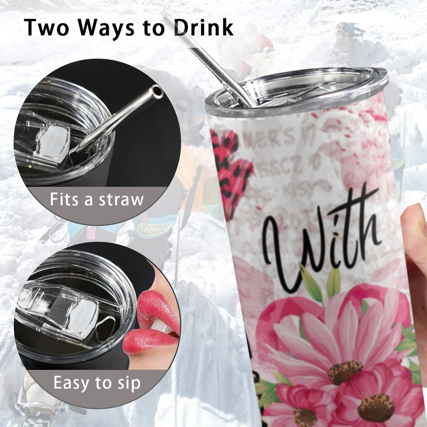 With God 20oz Tall Skinny Tumbler with Lid and Straw