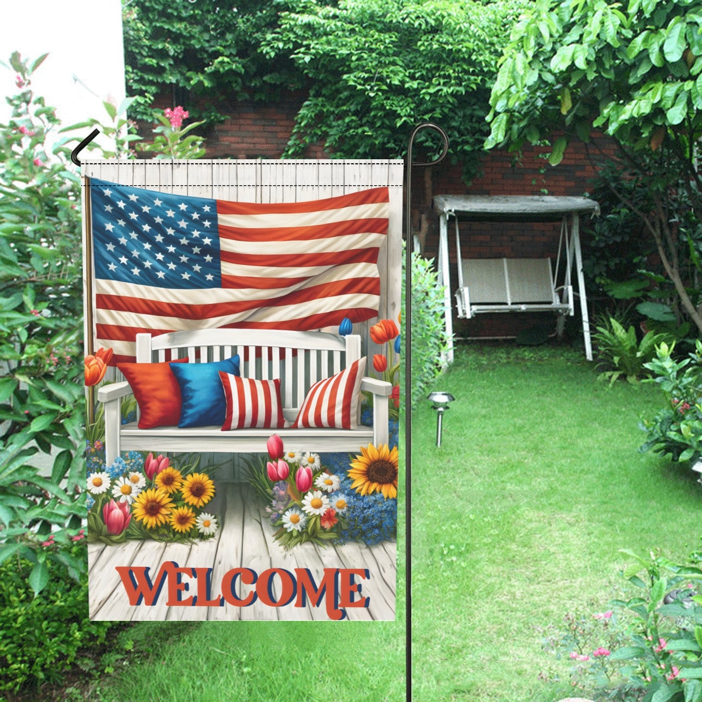 Patriotic Garden Flag 12''x18'' (Two Sides Printing)