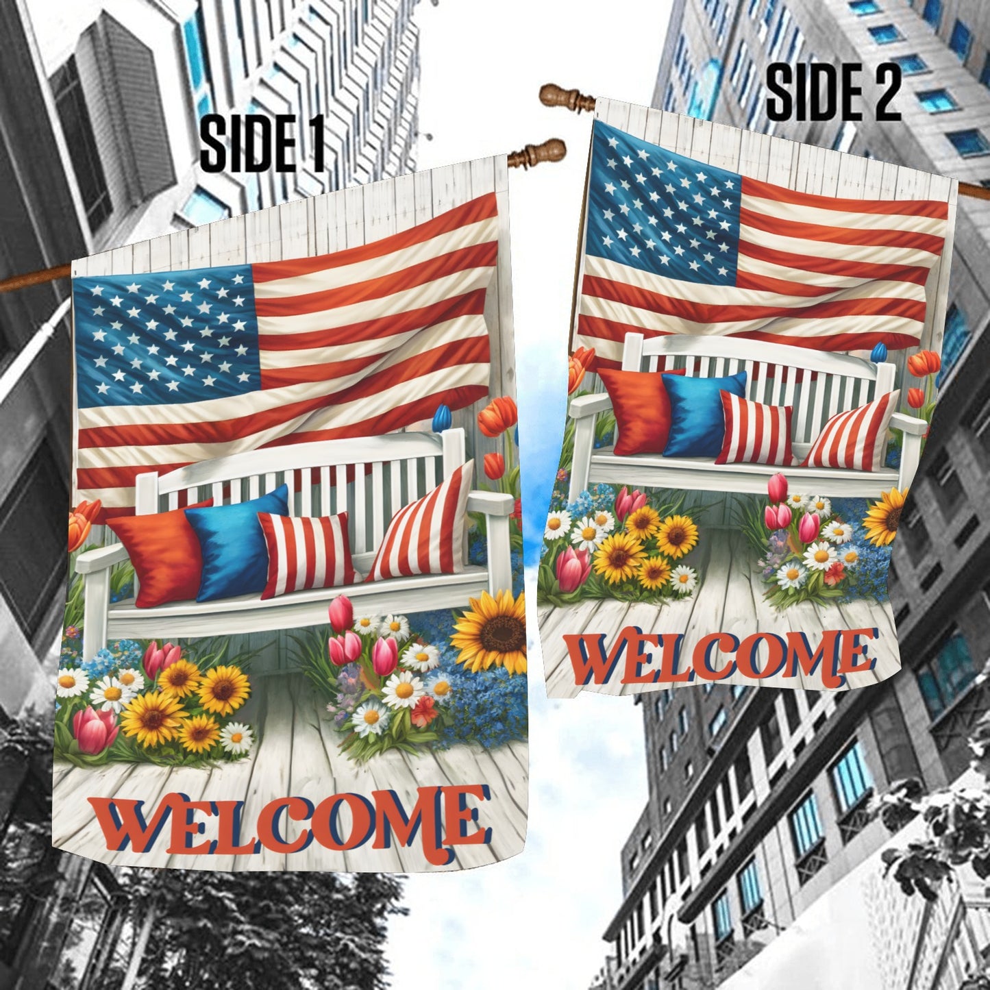 Patriotic Garden Flag 12''x18'' (Two Sides Printing)