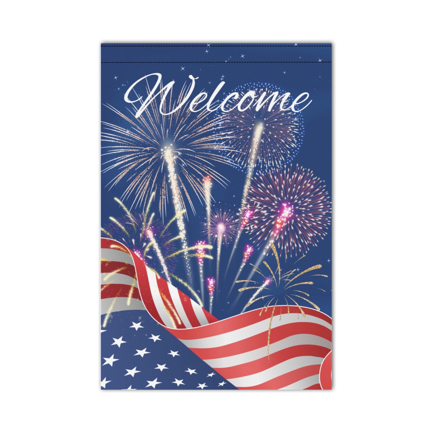 Patriotic Flag w/Fireworks Garden Flag 12''x18'' (Two Sides Printing)