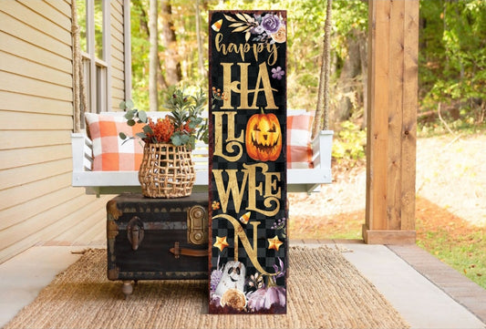 2-36in Halloween Porch Sign -  Porch Halloween Welcome Sign, Vintage Halloween Decoration, Rustic Modern Farmhouse Entryway Board