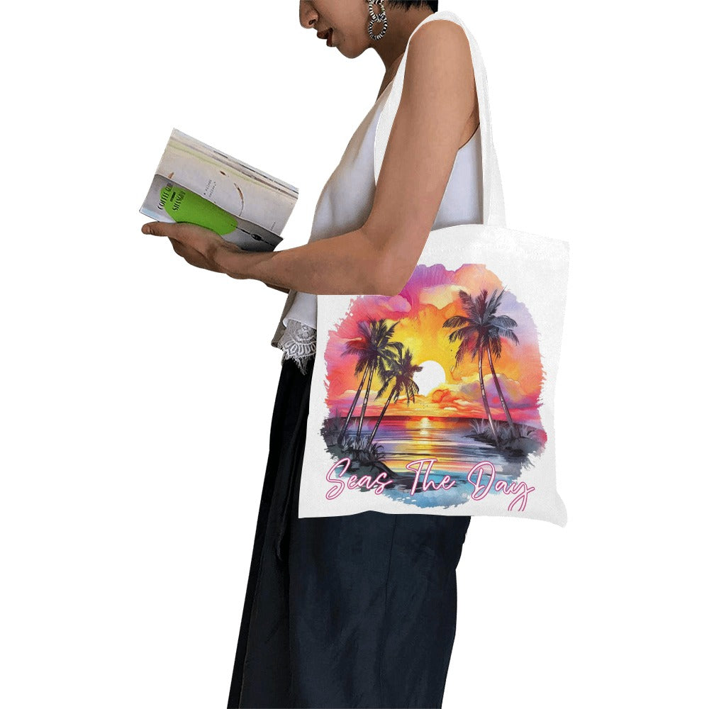 Seas The Day Canvas Tote Bag/Small