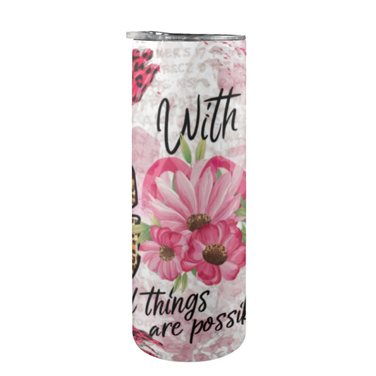 With God 20oz Tall Skinny Tumbler with Lid and Straw