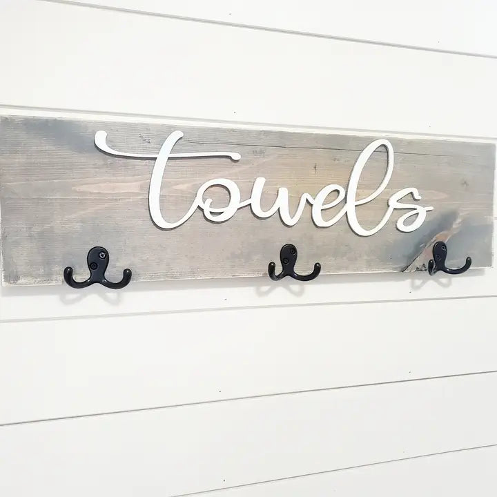 3D Towel Hook, Wood Bathroom Sign, Back Pack Hooks, Kids Name Sign, Towel Holder, Towel Rack, Bathroom Hooks, Pool Storage