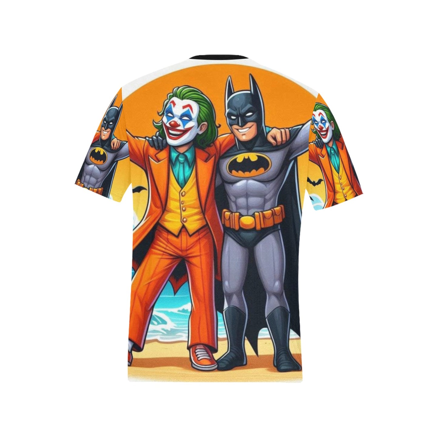 The Joker & Bat Men's All Over Print T-Shirt (Solid Color Neck) (Model T63)