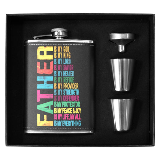 Father 8oz Black Leather Hip Flask