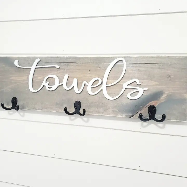 3D Towel Hook, Wood Bathroom Sign, Back Pack Hooks, Kids Name Sign, Towel Holder, Towel Rack, Bathroom Hooks, Pool Storage