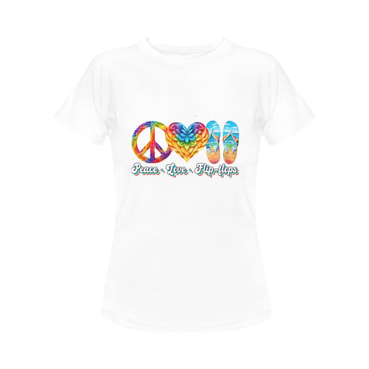 Peace Love Flip Flop Women's T-Shirt in USA Size (Front Printing Only)