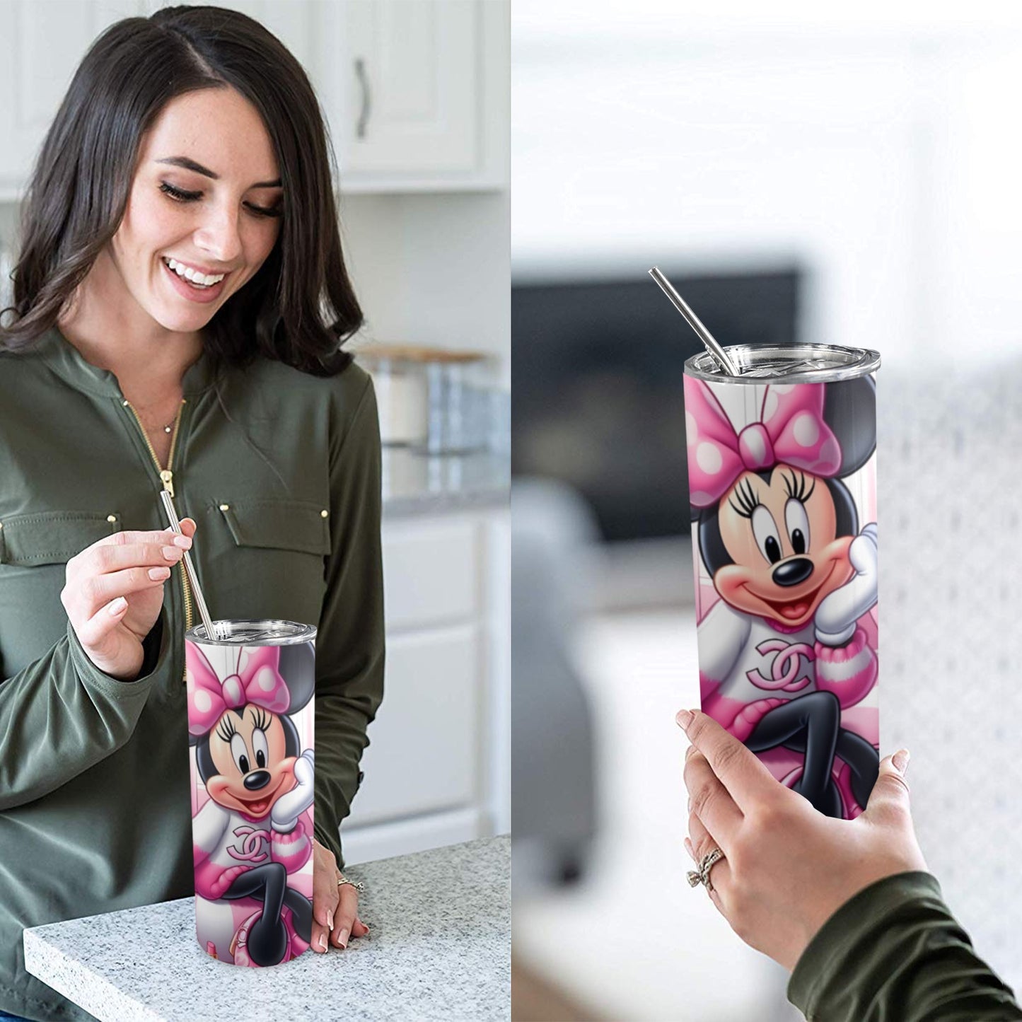 Minnie Fashion 20oz Tall Skinny Tumbler with Lid and Straw