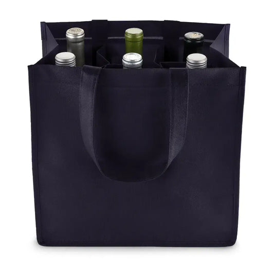 Reusable 6-Bottle Non-Woven Fabric Wine Tote- ASST COLORS