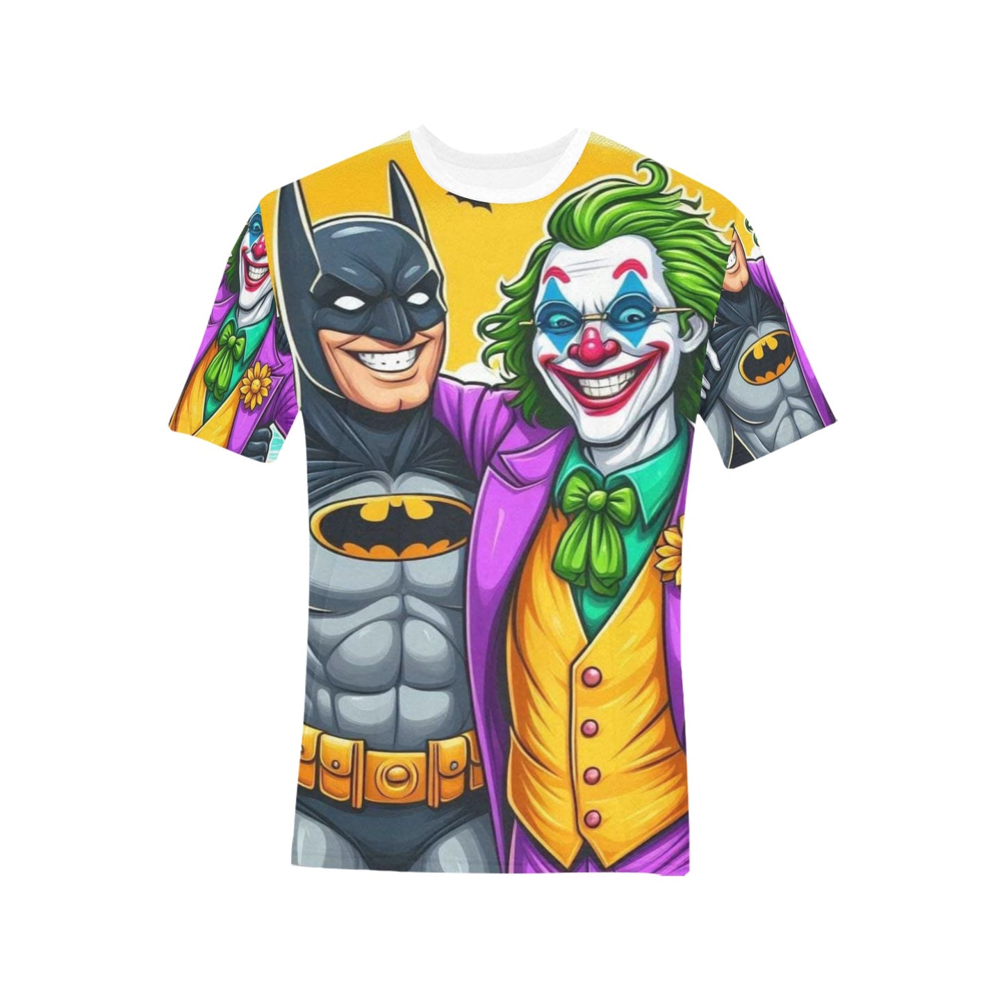 Batman & The Joker Men's All Over Print T-Shirt (Solid Color Neck)