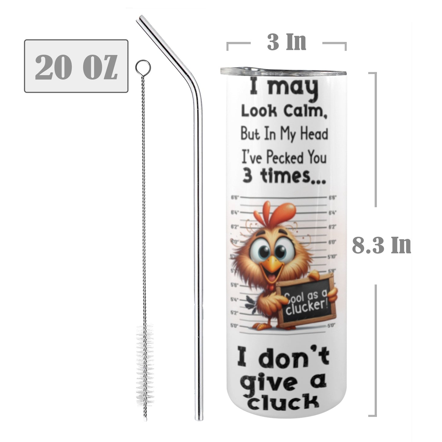 I may 20 oz Tumbler Designs 20oz Tall Skinny Tumbler with Lid and Straw