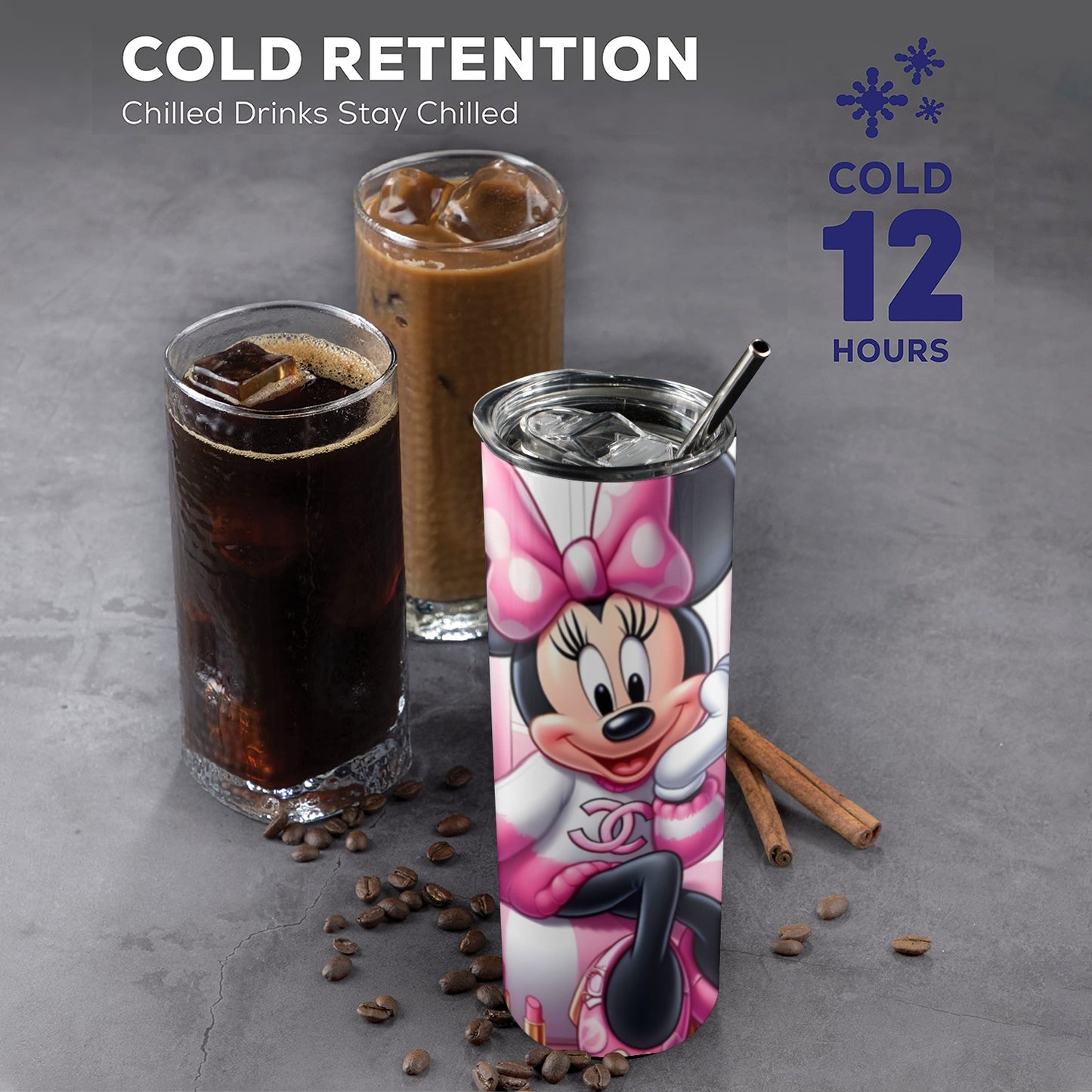 Minnie Fashion 20oz Tall Skinny Tumbler with Lid and Straw