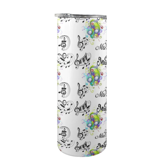 Music Note Themed 20oz Tall Skinny Tumbler with Lid and Straw