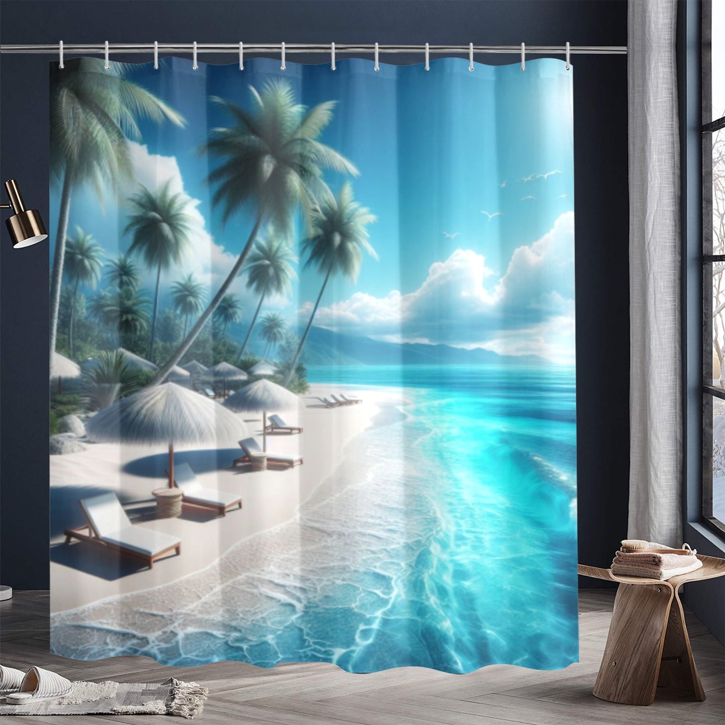 Beach Blue Shower Curtain 72"x84"