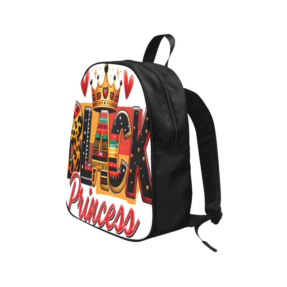 Black Princess Fabric School Backpack