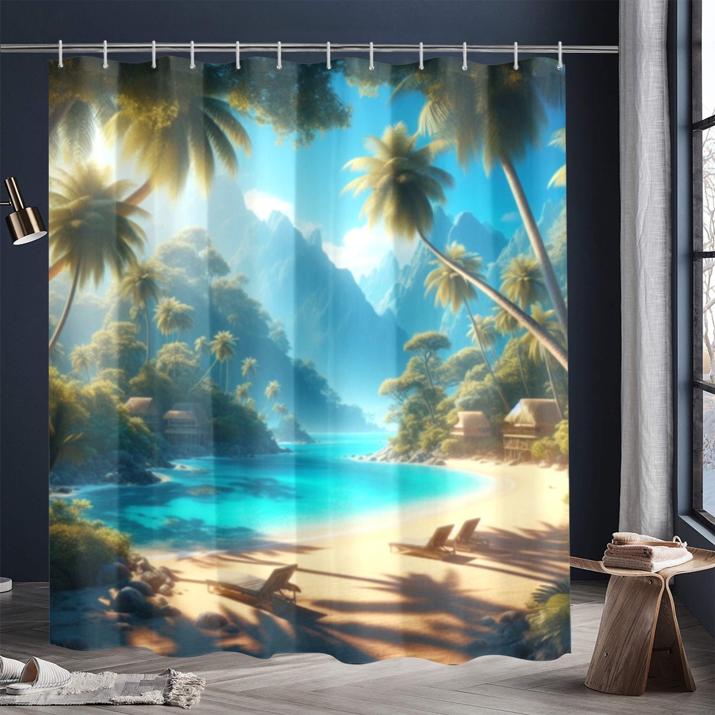 Beach Design Shower Curtain 72"x84"