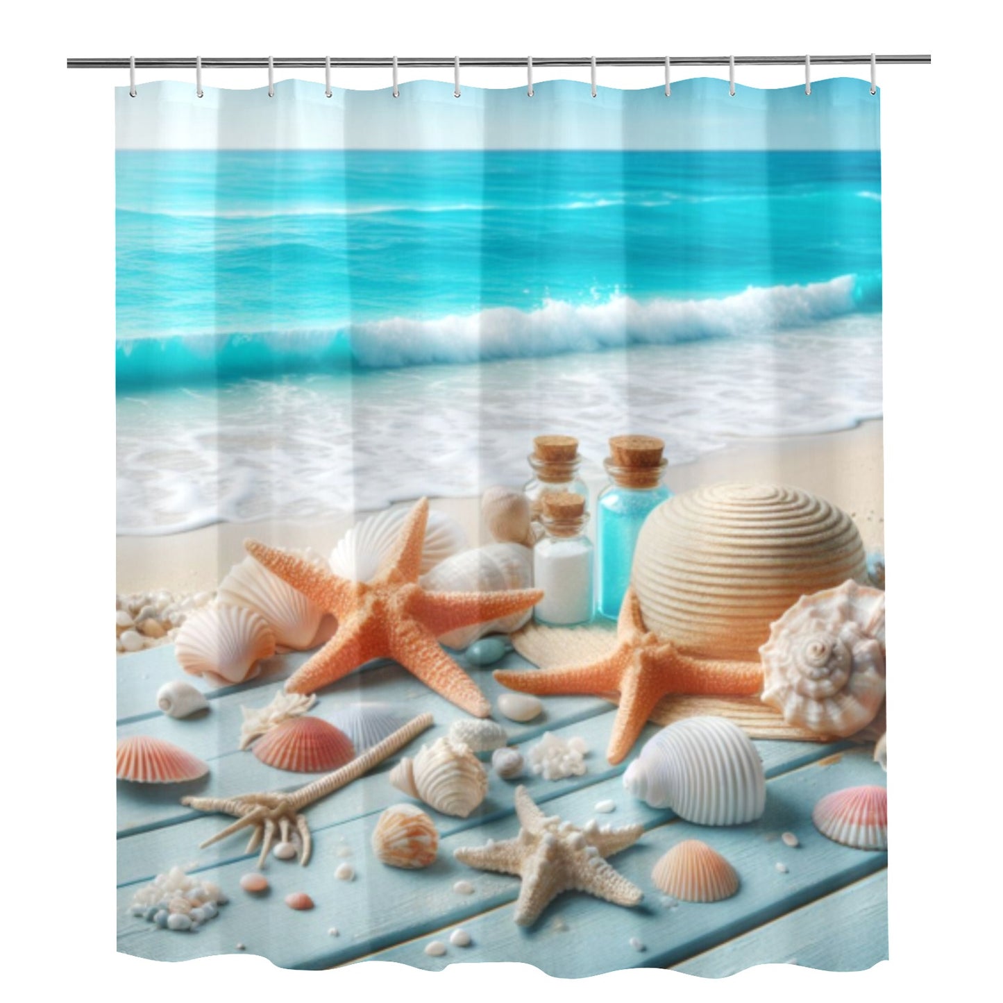 Beach Rolling Waves Shower Curtain 72"x84"