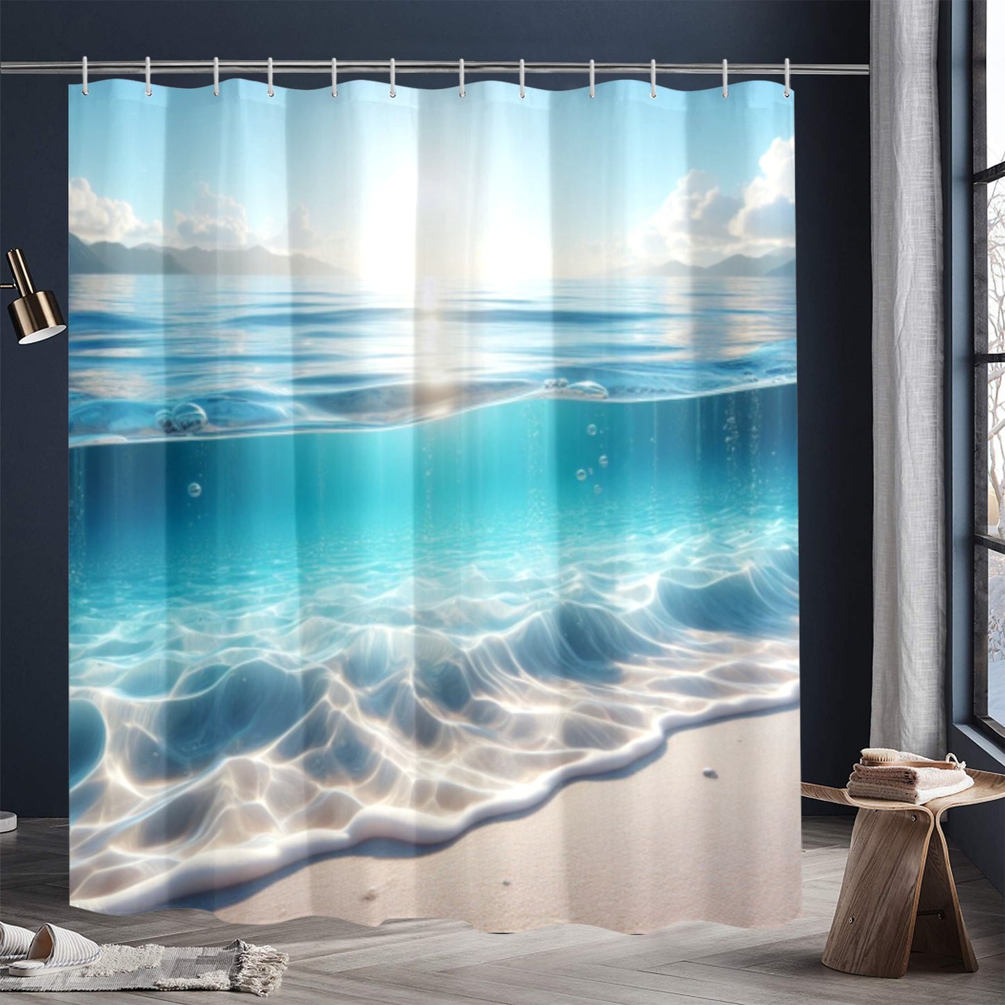 Beach High Tide Shower Curtain 72"x84"