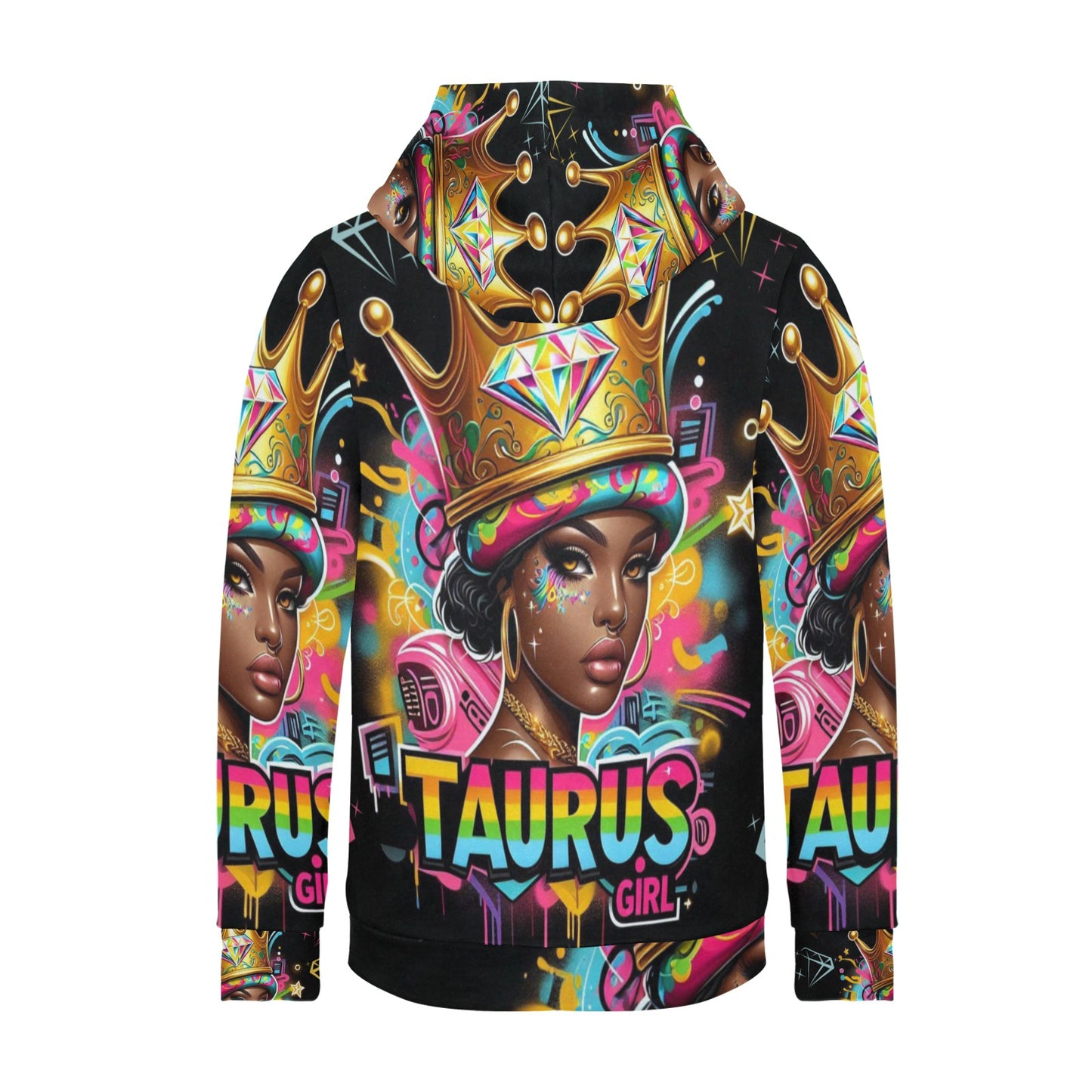 Taurus Girl Women's Long Sleeve Fleece Hoodie (Model H55)