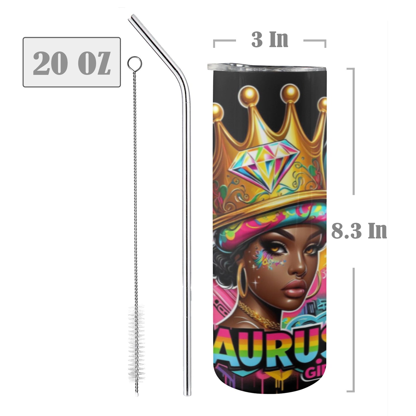 Taurus Girl Tall Skinny Tumbler with Lid and Straw