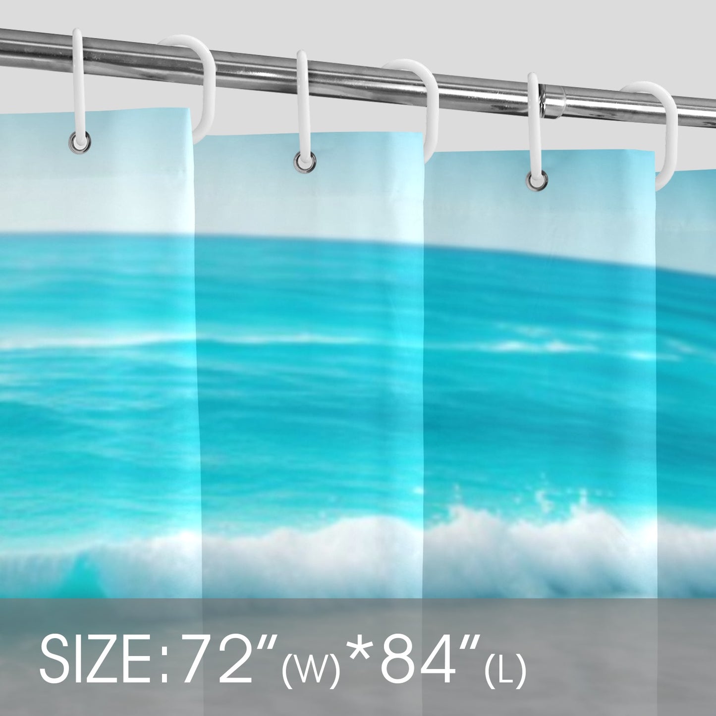 Beach Rolling Waves Shower Curtain 72"x84"