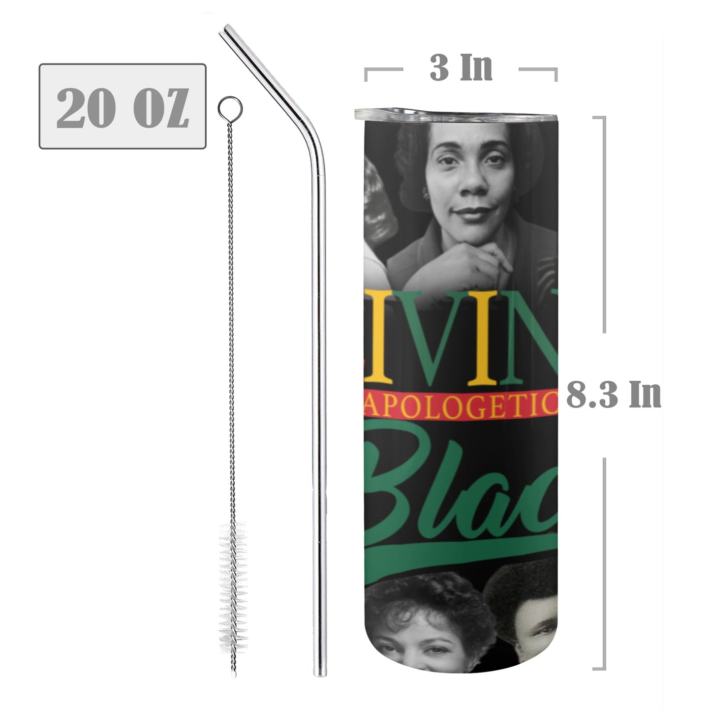 CIVIL RIGHTS 20oz Tall Skinny Tumbler with Lid and Straw