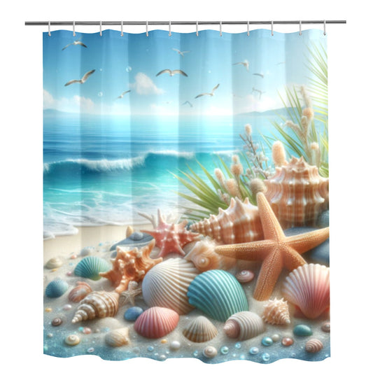 Beach Seashells/Starfish Shower Curtain 72"x84"